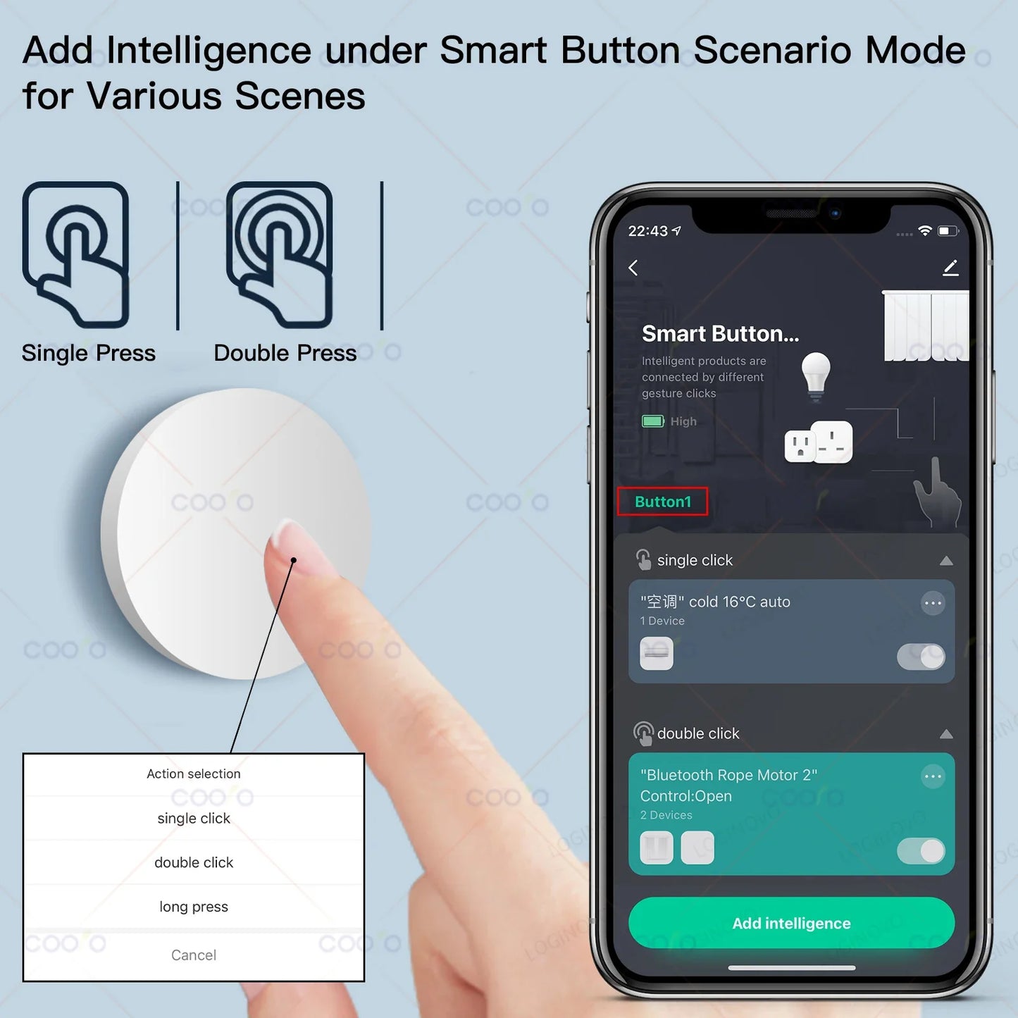 Zigbee Smart Button Scene Switch Intelligent Linkage Wireless Remoter Battery Powered Automation Works with Home Assistant Z2M