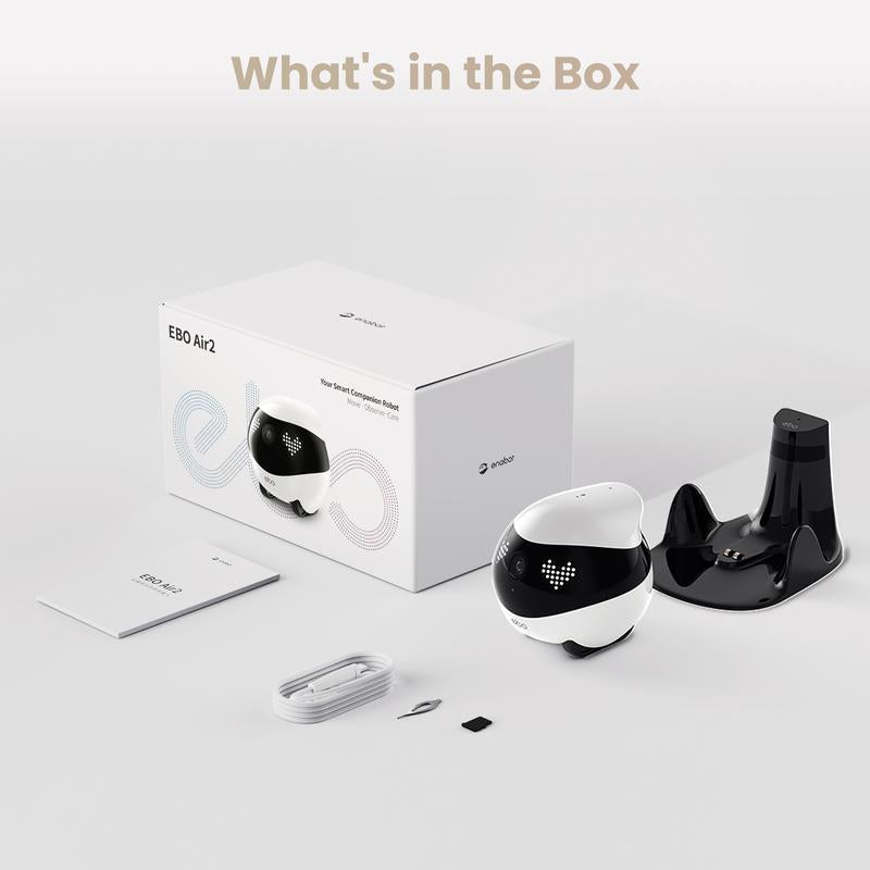 EBO Air 2 – Pet-Friendly Interactive Home Robot with 2K HD Camera, Auto Obstacle Avoidance, Laser Play & AI Voice | Smart Companion for Pets, Security & Family Connection