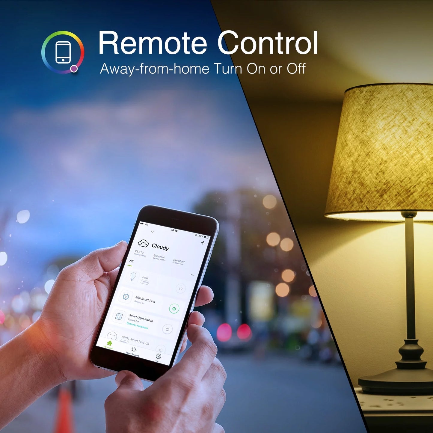 WB5-4W Smart RGB and White Adjustable LED Light Bulbs, 4-Pack, Compatible with Alexa & Google Assistant