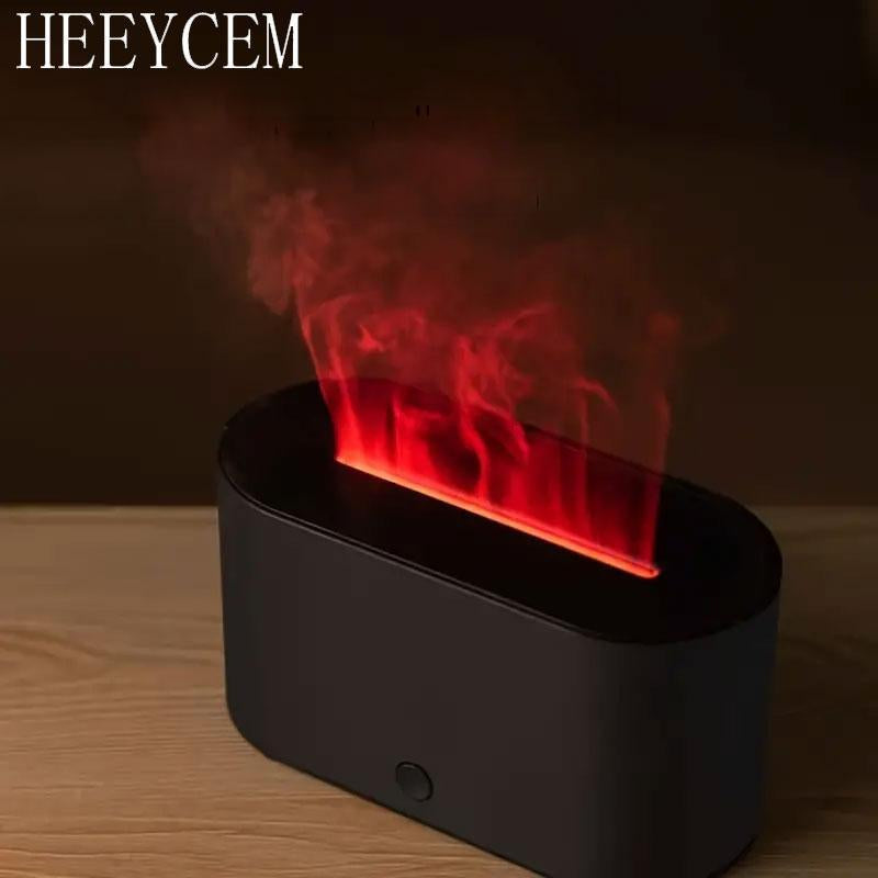 HEEYCEM LED Flame Aromatherapy Diffuser, USB Powered Simulated Flame Colorful Atmosphere Lamp Night Light, Intelligent Scent Machine for Bedroom, Living Room, Office