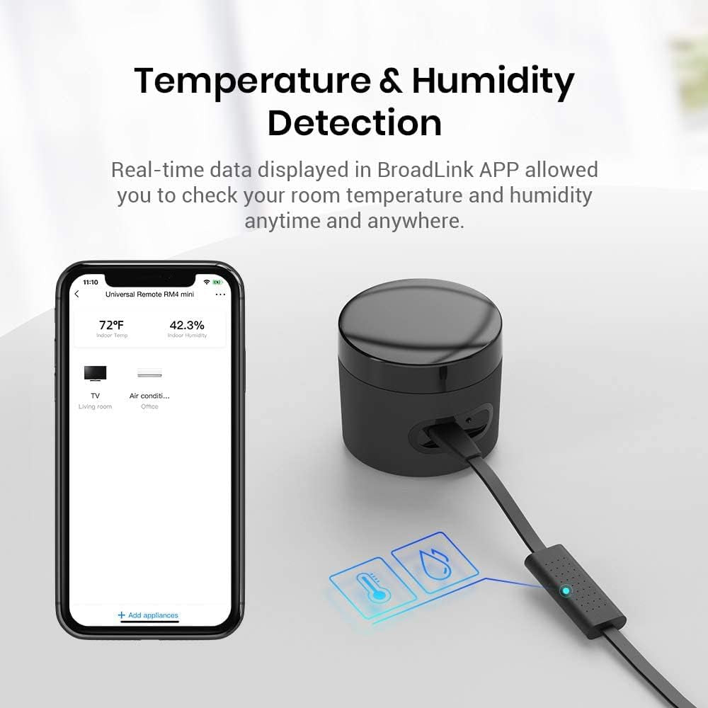 Rm4Mini Smart Remote Hub with Sensor Cable -Wifi IR Blaster for TV Remote, Smart AC Controller, Works with Alexa/Google Home/Ifttt