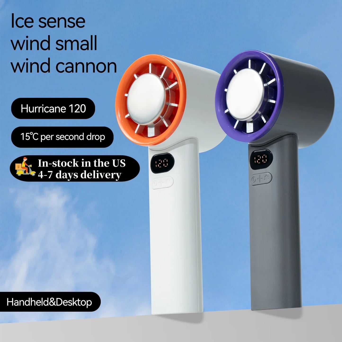 Portable Fan 120-Speed Digital Display Ice Cooling Tech Stylish Semiconductor Condensation Mini Personal Fan for Home, Office