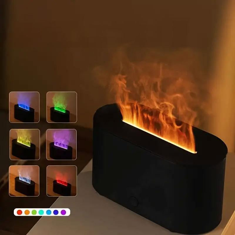 HEEYCEM LED Flame Aromatherapy Diffuser, USB Powered Simulated Flame Colorful Atmosphere Lamp Night Light, Intelligent Scent Machine for Bedroom, Living Room, Office