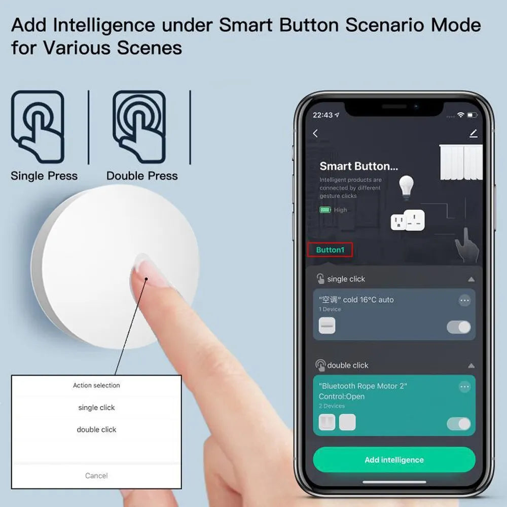 Tuya Zigbee Button Scene Switch Intelligent Linkage Smart Switch Battery Powered Automation Work with Smart Life Zigbee Devices