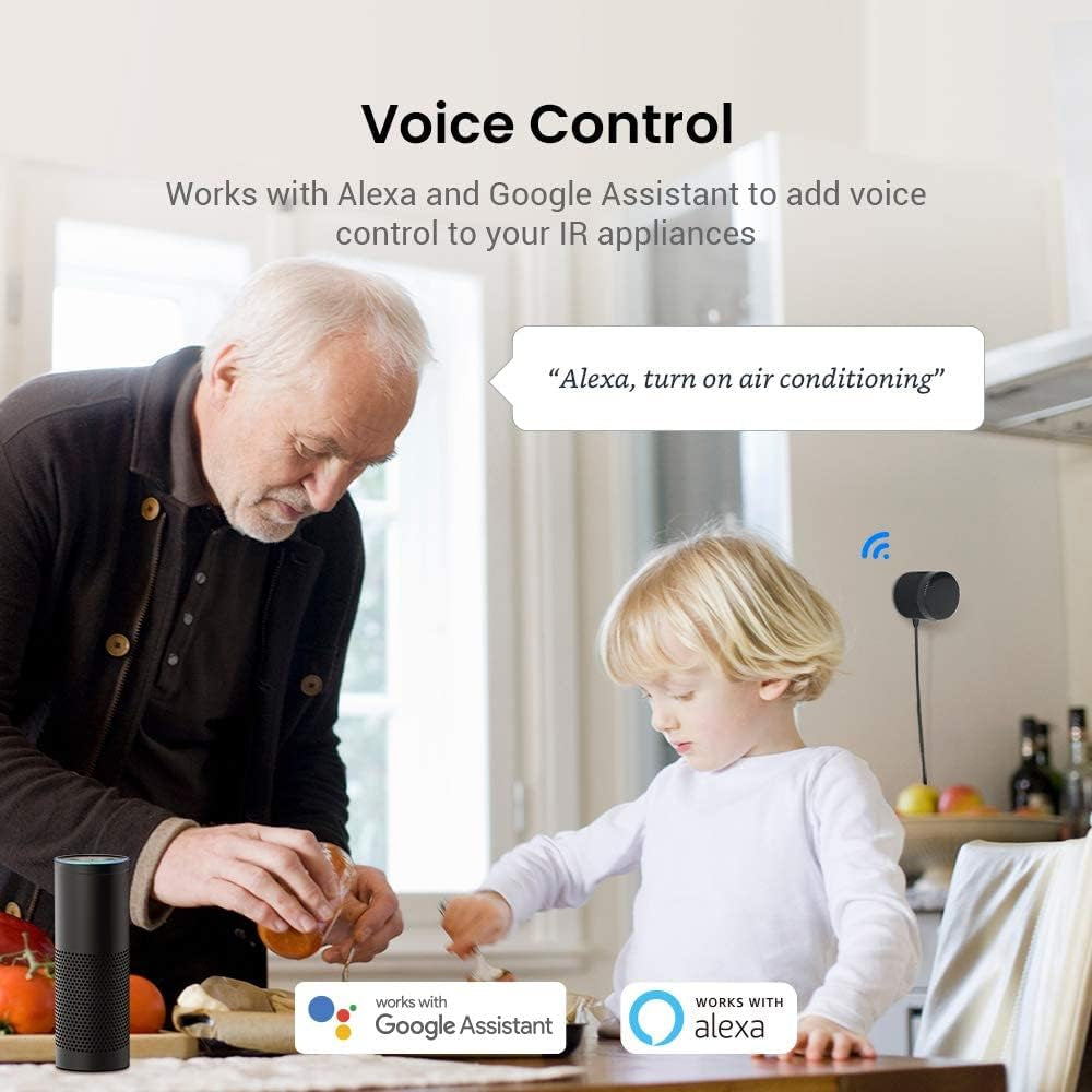 Rm4Mini Smart Remote Hub with Sensor Cable -Wifi IR Blaster for TV Remote, Smart AC Controller, Works with Alexa/Google Home/Ifttt