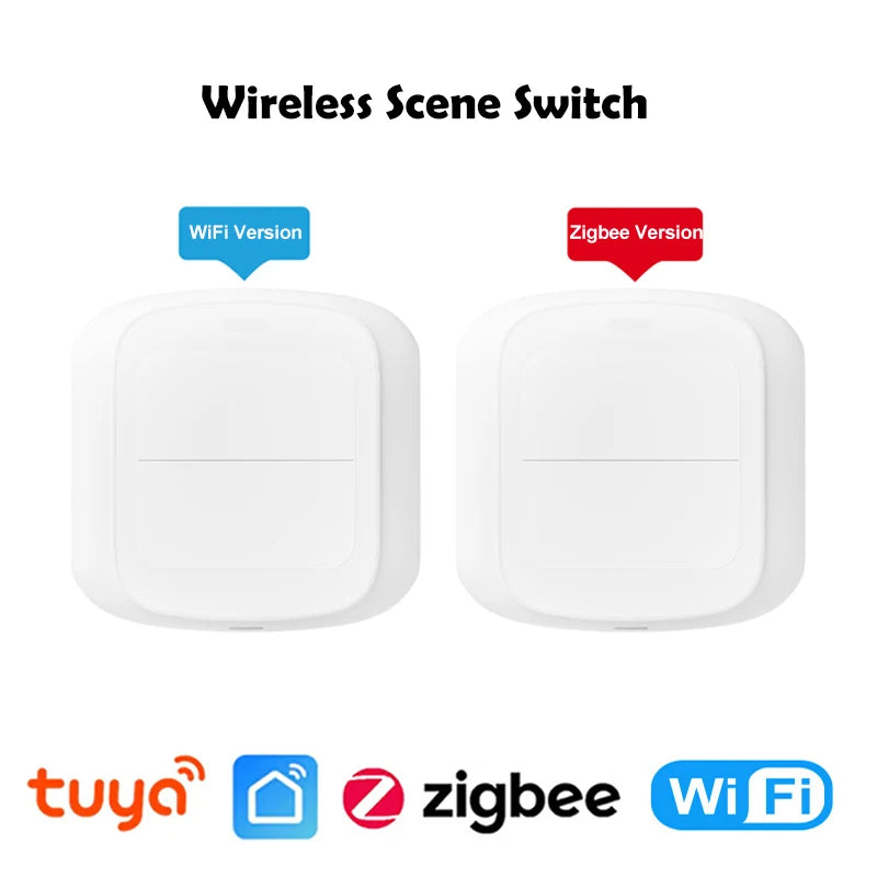 Tuya Wifi Zigbee Smart Scene Wireless Switch Push Button Controller Automation Scenario 2 Gang Smart Home Gadgets Smart Control