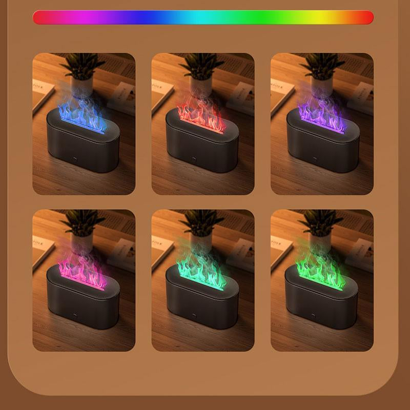 HEEYCEM LED Flame Aromatherapy Diffuser, USB Powered Simulated Flame Colorful Atmosphere Lamp Night Light, Intelligent Scent Machine for Bedroom, Living Room, Office