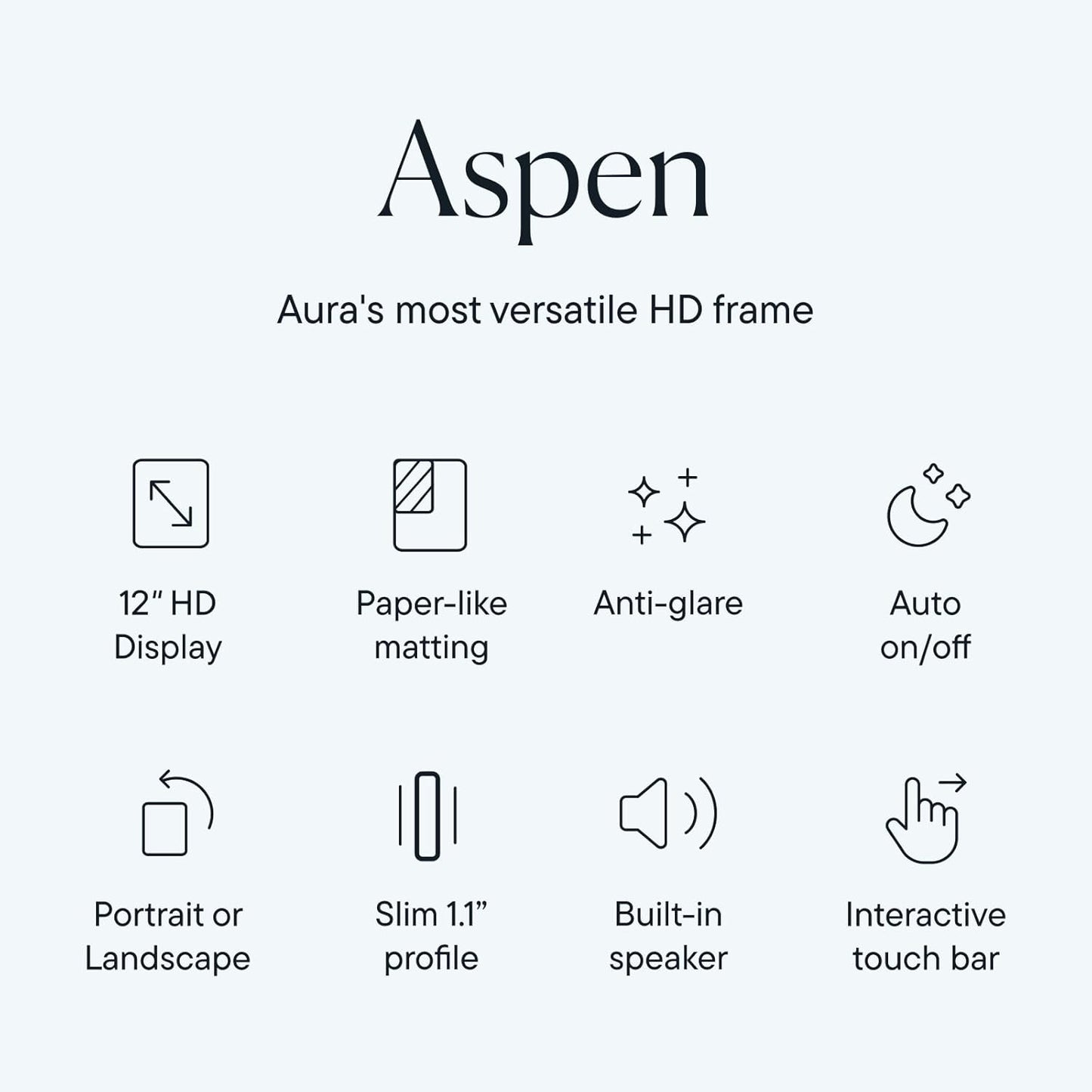 Aspen 12" Digital Photo Frame - Black with Paper Mat