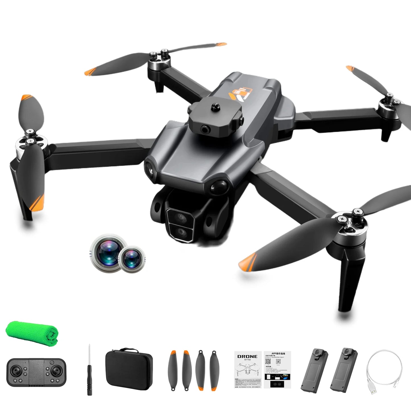 Foldable Drone with Dual 4K HD Camera, Aerial Drones with 2 Batteries Carrying Bag