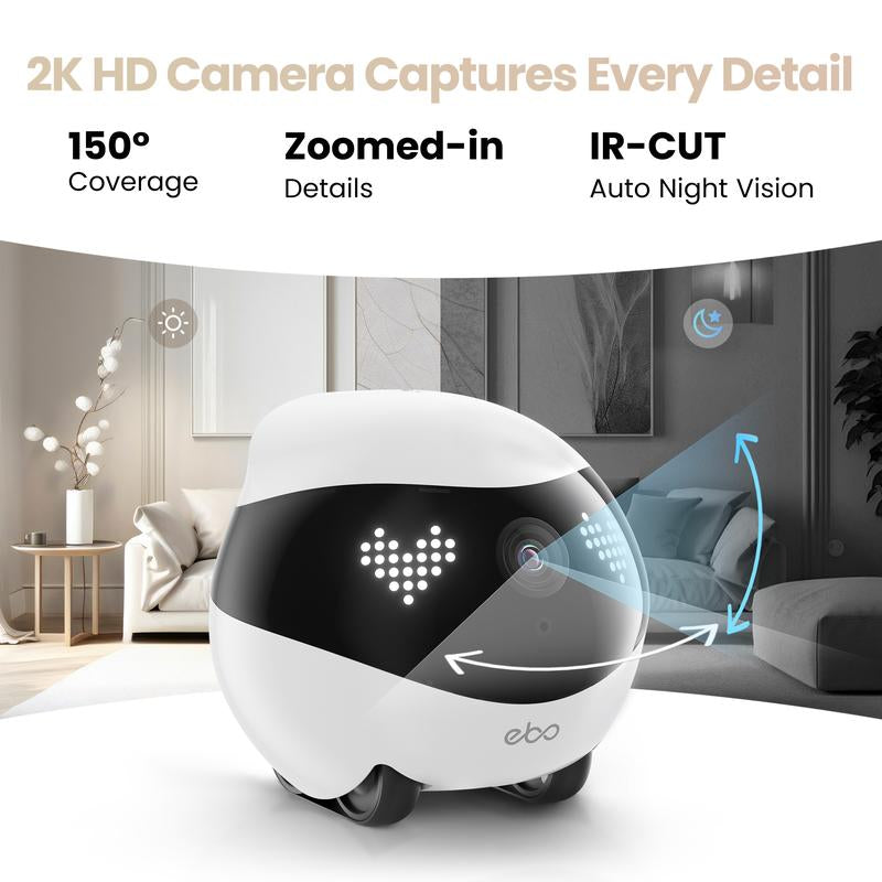 EBO Air 2 – Pet-Friendly Interactive Home Robot with 2K HD Camera, Auto Obstacle Avoidance, Laser Play & AI Voice | Smart Companion for Pets, Security & Family Connection