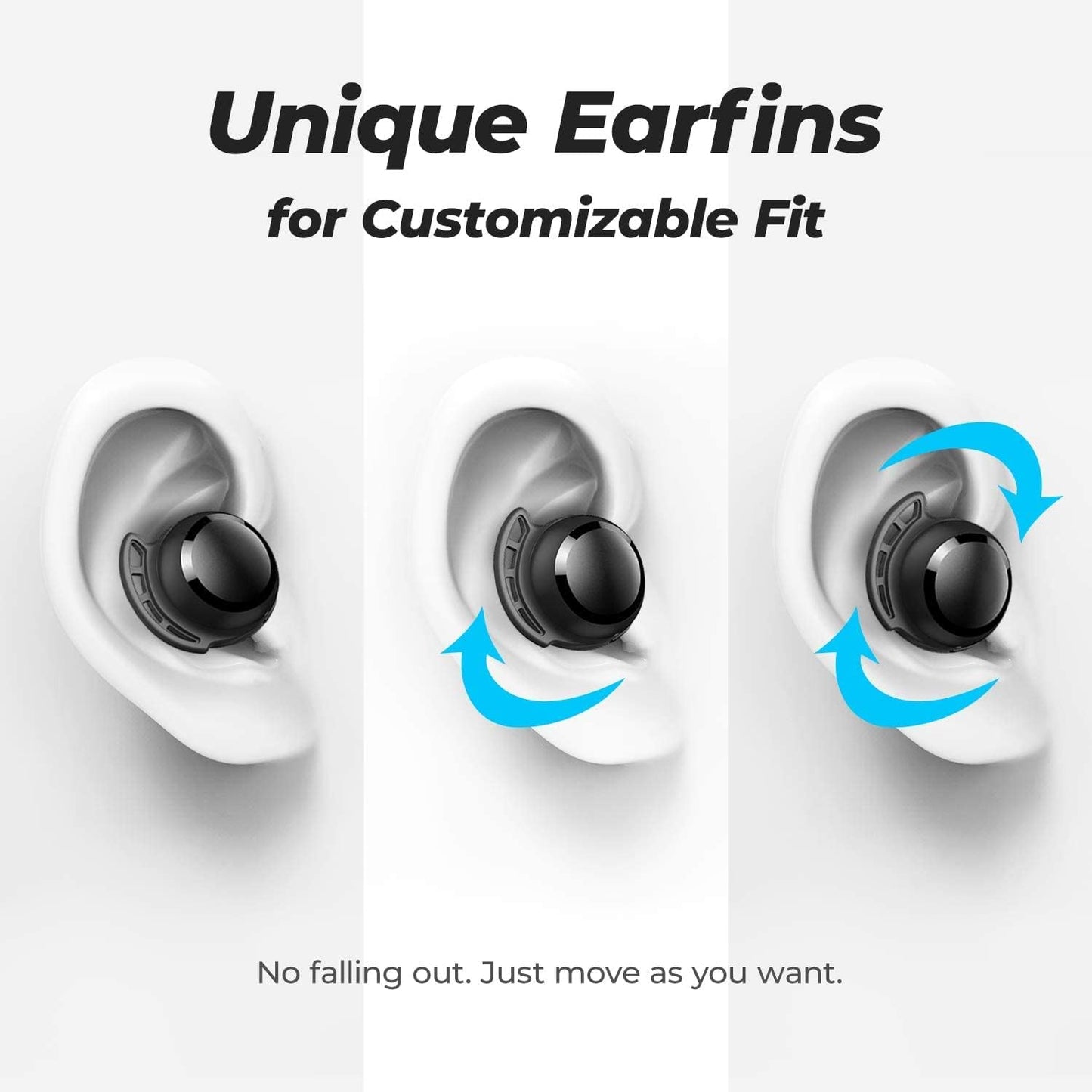 Wireless Earbuds, 110H Playtime Bluetooth 5.3 IPX8 Waterproof Touch Control True Wireless Bluetooth Earbuds with Mic Earphones In-Ear Deep Bass Built-In Mic Bluetooth Headphones, Flybuds 3