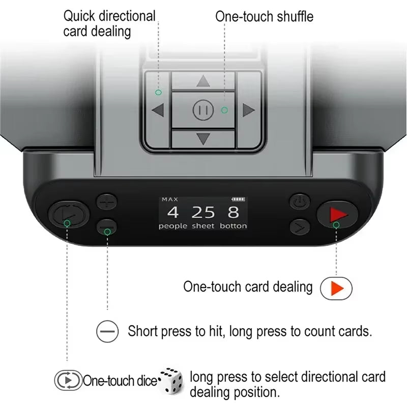 Automatic Playing Card Shuffler Mixer Games Poker Sorter Machine Dispenser for Travel Home Party Poker Device 5200Mah
