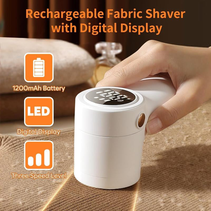 Fabric Shaver, Coldsky Lint Remover for Clothes with 3 Replaceable Blades, Electric Lint Shaver with Digital Display, 3-Speeds Defuzzer for Removing Fuzz and Pill from Sweater