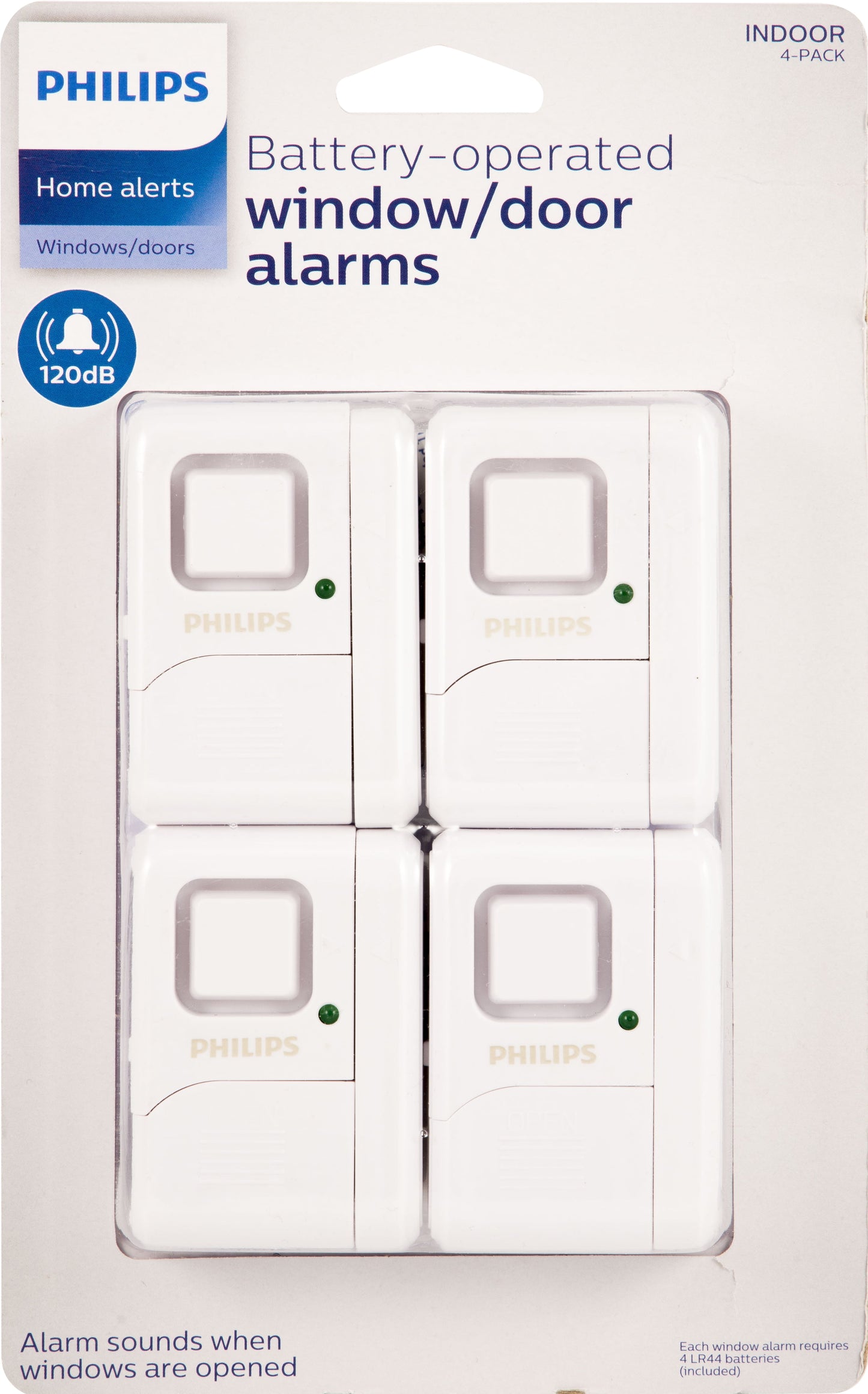Personal Security Window and Door Alarm, 4-Pack, White