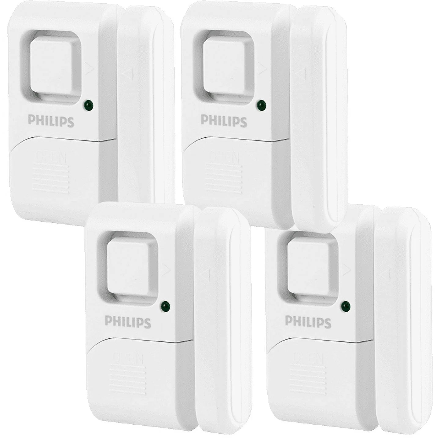 Personal Security Window and Door Alarm, 4-Pack, White