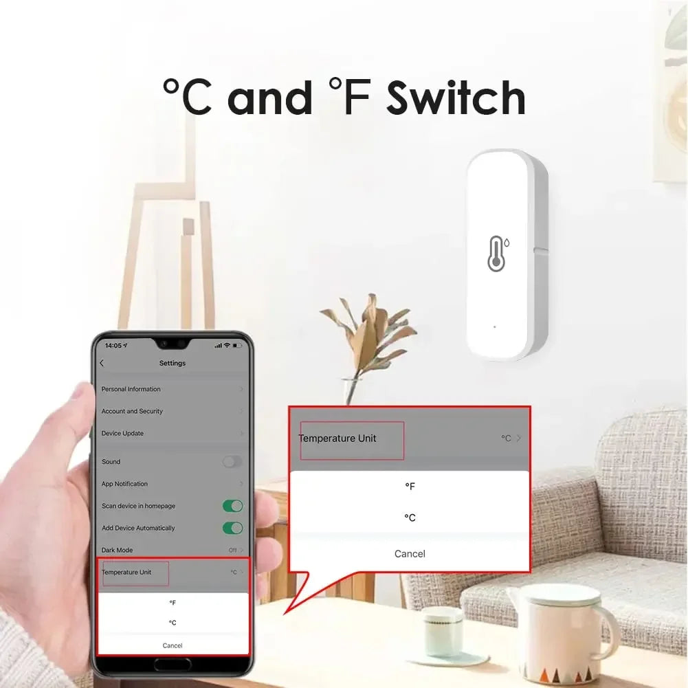 Tuya Smart WIFI Temperature Humidity Sensor APP Remote Monitor for Smart Home Smart Life Works with Alexa Google Assistant