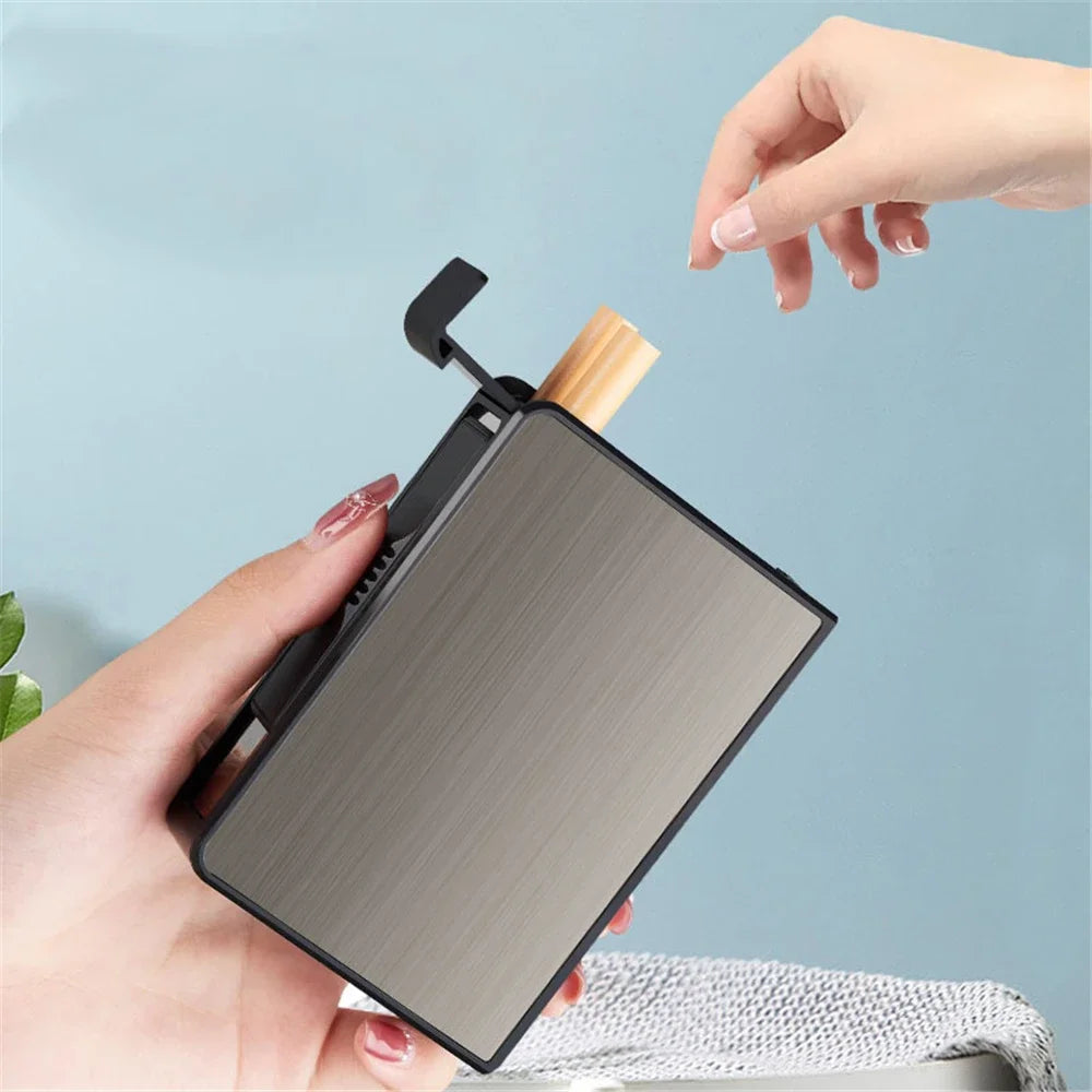 Portable Automatic Cigarette Case Waterproof Metal Cigarette Box 20Pcs Capacity Cigarette Holder Case Not Lighter Gadget for Men