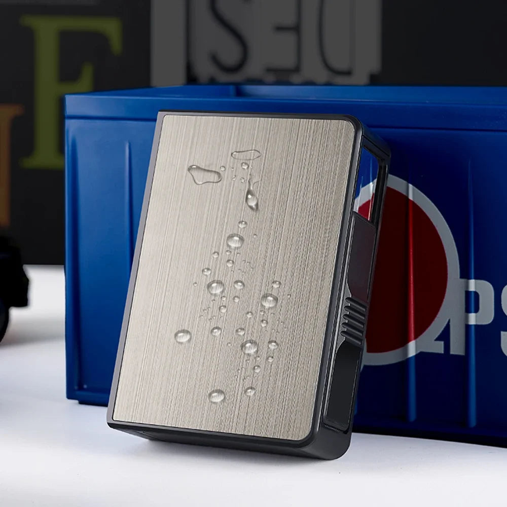Portable Automatic Cigarette Case Waterproof Metal Cigarette Box 20Pcs Capacity Cigarette Holder Case Not Lighter Gadget for Men