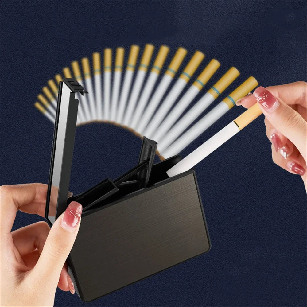 Portable Automatic Cigarette Case Waterproof Metal Cigarette Box 20Pcs Capacity Cigarette Holder Case Not Lighter Gadget for Men