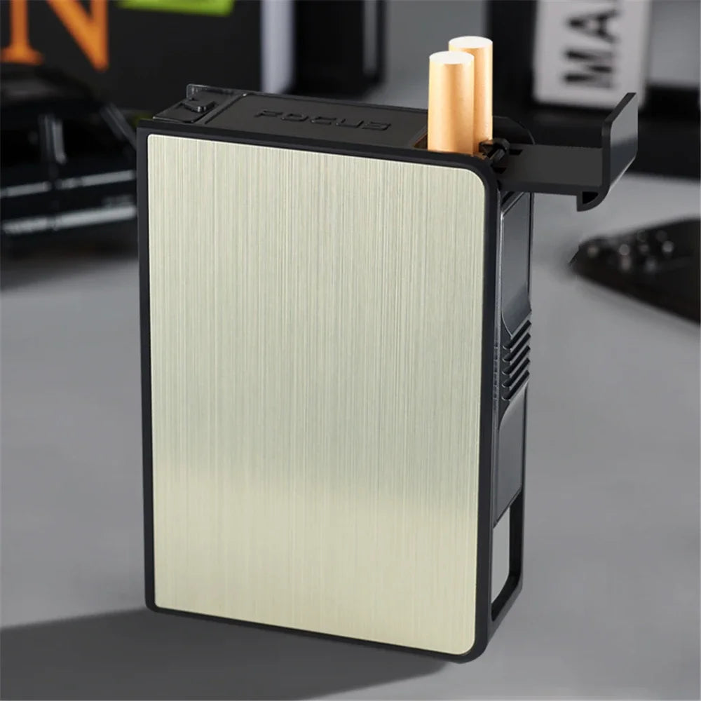 Portable Automatic Cigarette Case Waterproof Metal Cigarette Box 20Pcs Capacity Cigarette Holder Case Not Lighter Gadget for Men
