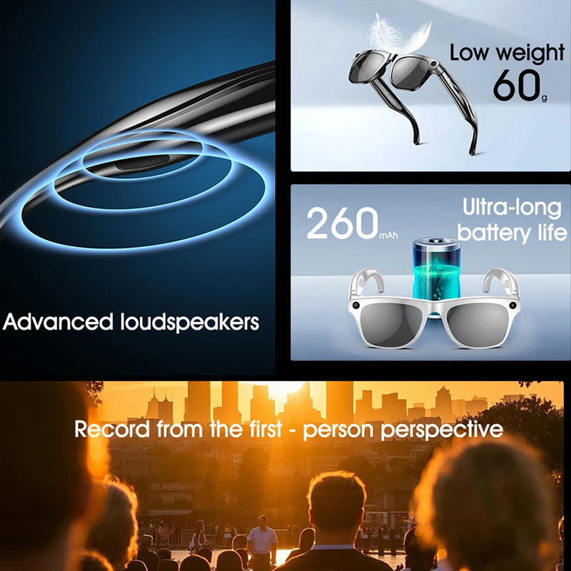 XIAOMI 4K HD AI Smart Glasses Chat 260Mah Battery Voice Assistant Control GPT 100MP Camera Bluetooth Call Smart Glasses