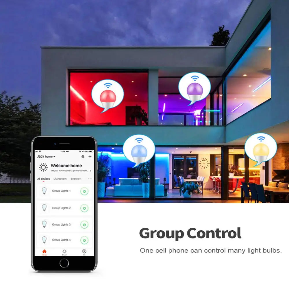 Tuya Smart Life Home Lamp Wifi LED Light Bulb RGB E27 E14 GU10 220V Dimmable Candle Spotlight Compatible Alexa Google Home