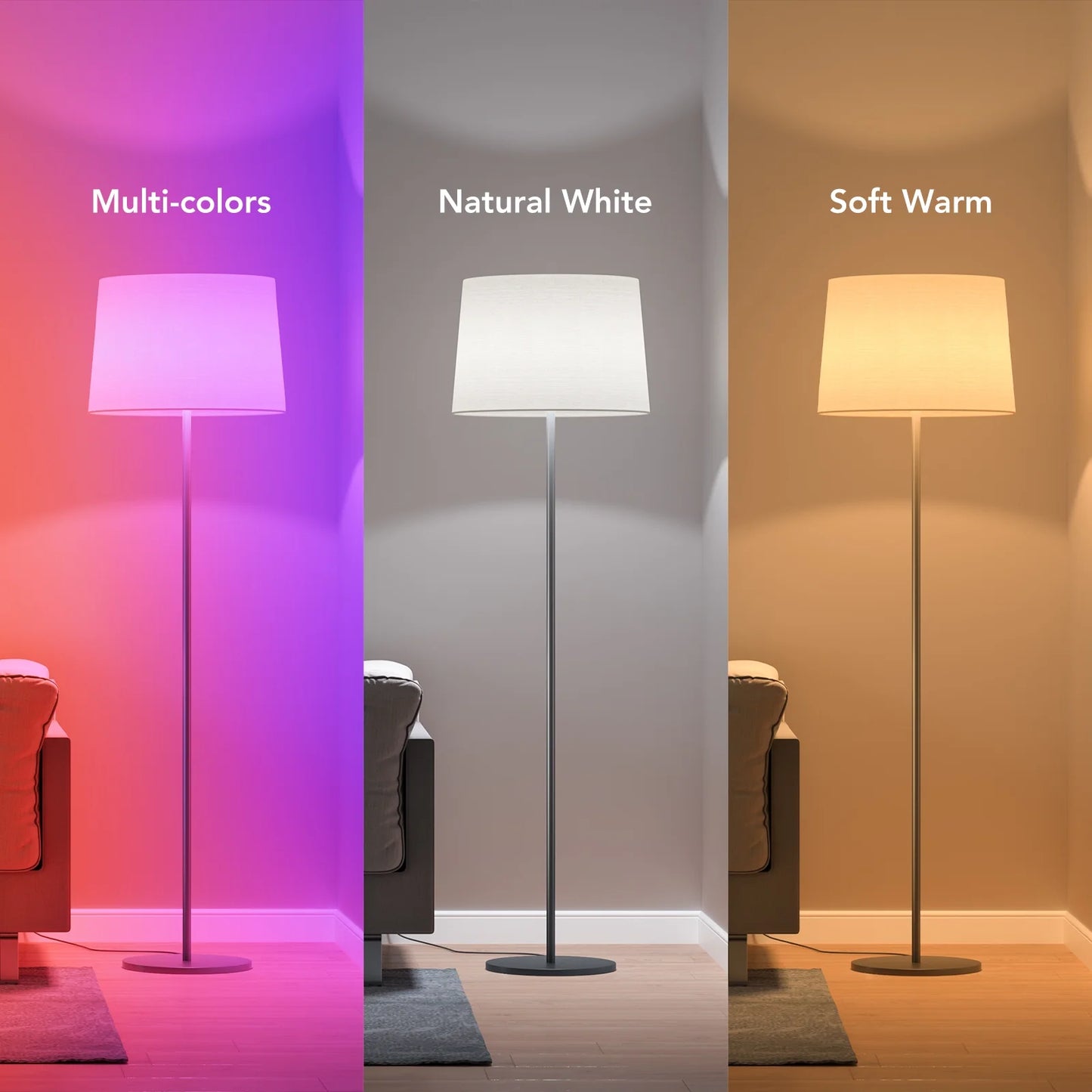 9W A19 E26 RGBWW Smart LED Bulb - 800 Lumens, Pack of 2