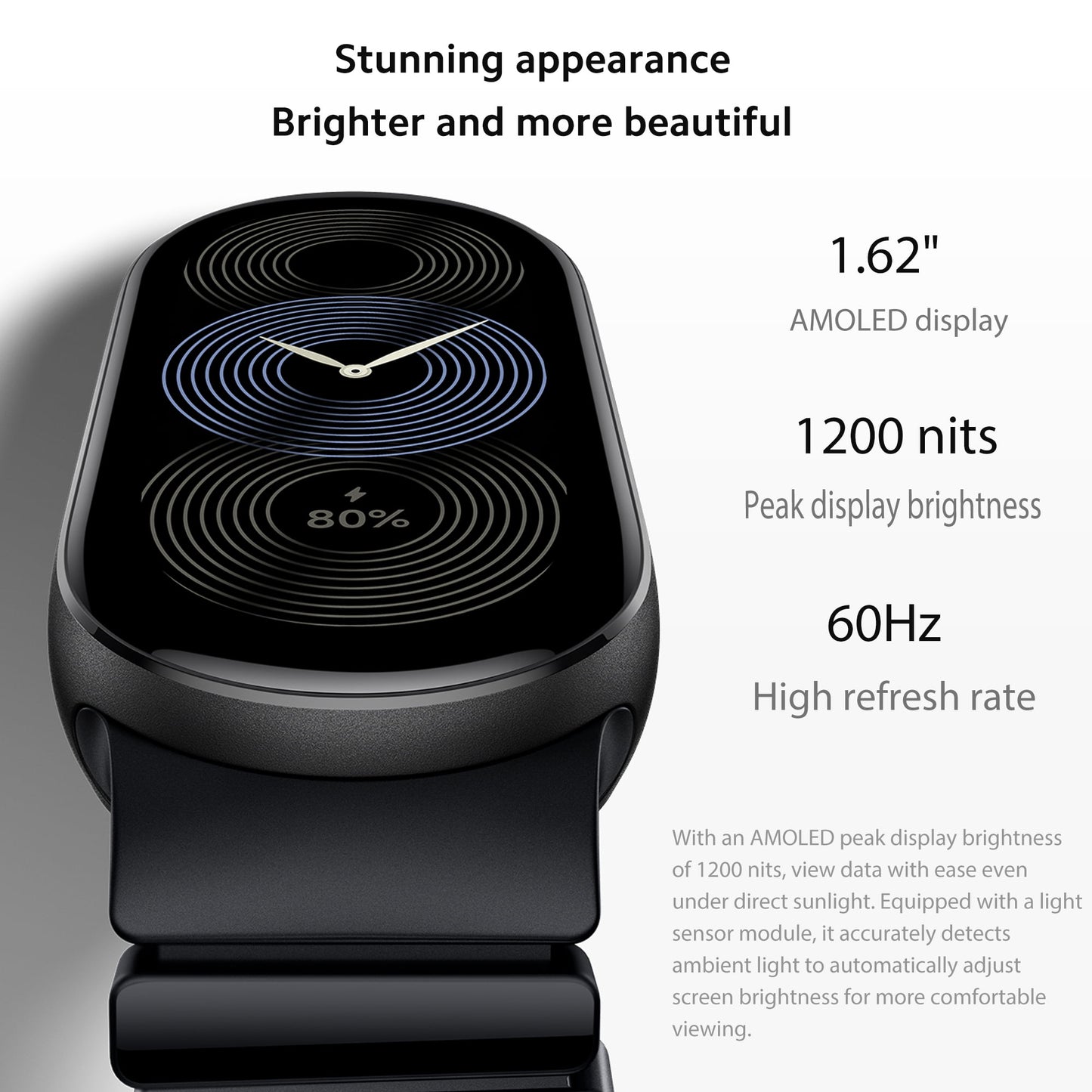 Fitness Tracker, 1.62'' AMOLED Display, 21-Day Battery Life, 150+ Fitness Modes, ATM5, for Android & Iphone, Midnight Balck