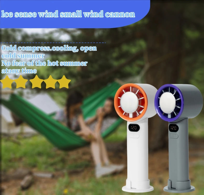Portable Fan 120-Speed Digital Display Ice Cooling Tech Stylish Semiconductor Condensation Mini Personal Fan for Home, Office
