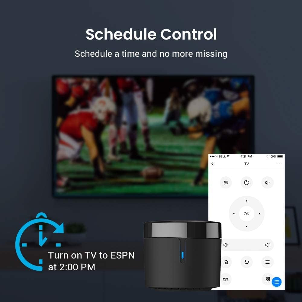 Rm4Mini Smart Remote Hub with Sensor Cable -Wifi IR Blaster for TV Remote, Smart AC Controller, Works with Alexa/Google Home/Ifttt