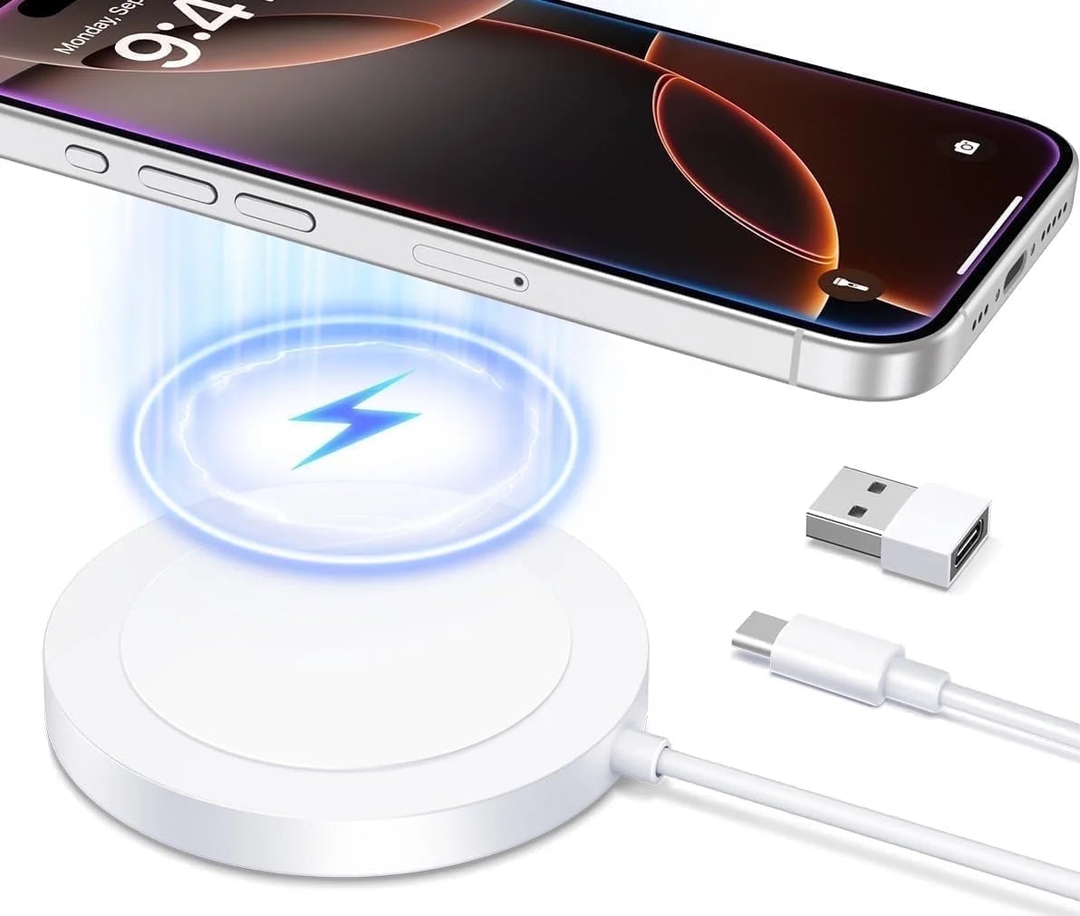 Wireless Charger - Charger Dock Compatible for Iphone 16/15/15 Pro/15 Plus/14/14 Pro/14 Plus/14 Pro Max - Fast Charging Pad for Airpods 3/2/Pro