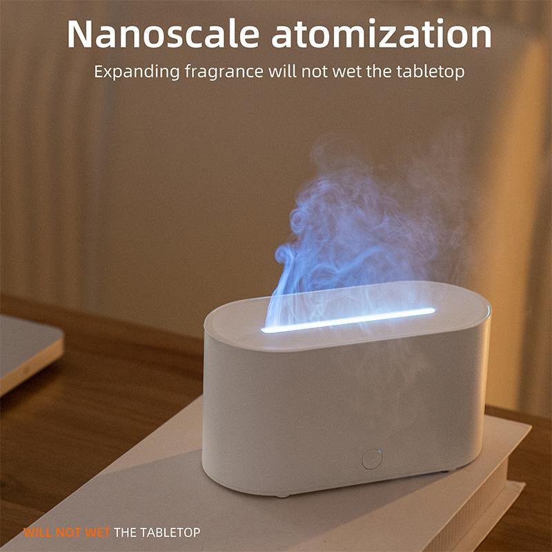 HEEYCEM LED Flame Aromatherapy Diffuser, USB Powered Simulated Flame Colorful Atmosphere Lamp Night Light, Intelligent Scent Machine for Bedroom, Living Room, Office