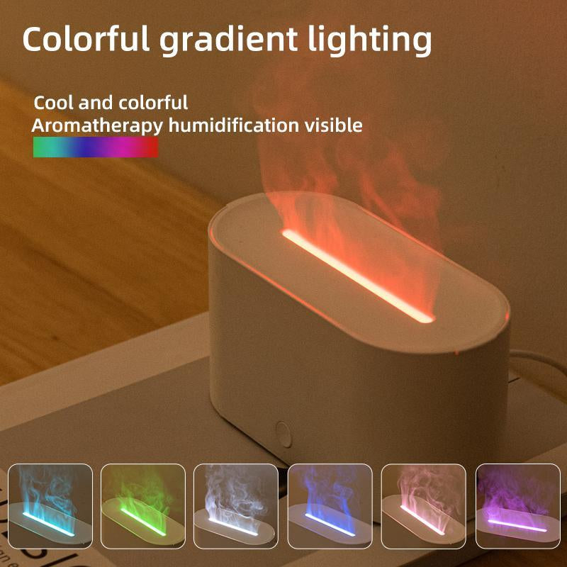 HEEYCEM LED Flame Aromatherapy Diffuser, USB Powered Simulated Flame Colorful Atmosphere Lamp Night Light, Intelligent Scent Machine for Bedroom, Living Room, Office