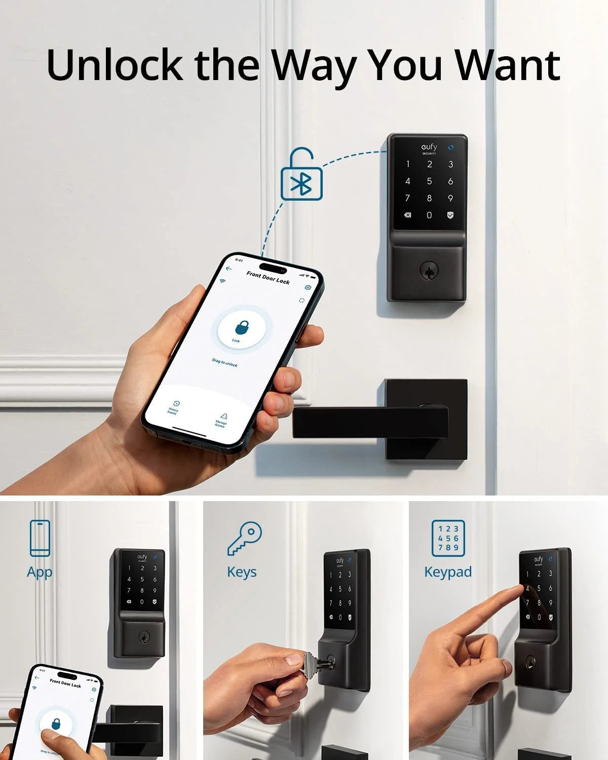 Anker Security C210(E110) Smart Lock, 5-In-1 Keyless Entry Door Lock, Built-In Wifi Deadbolt, Smart Door Lock, Touchscreen Keypad