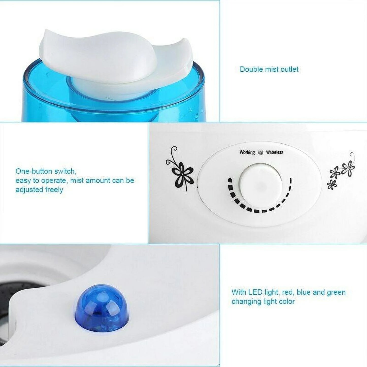3L Ultrasonic Air Humidifier Mini Aroma Humidifier with LED Lamp Essential Oil Humidifier Diffuser Mist Maker Fogger