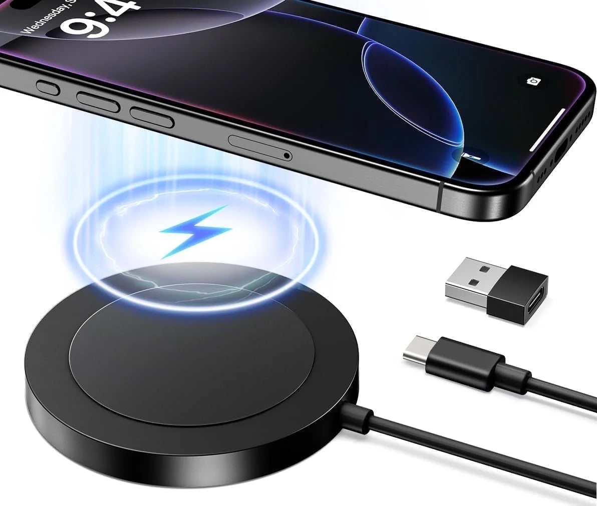Wireless Charger - Charger Dock Compatible for Iphone 16/15/15 Pro/15 Plus/14/14 Pro/14 Plus/14 Pro Max - Fast Charging Pad for Airpods 3/2/Pro