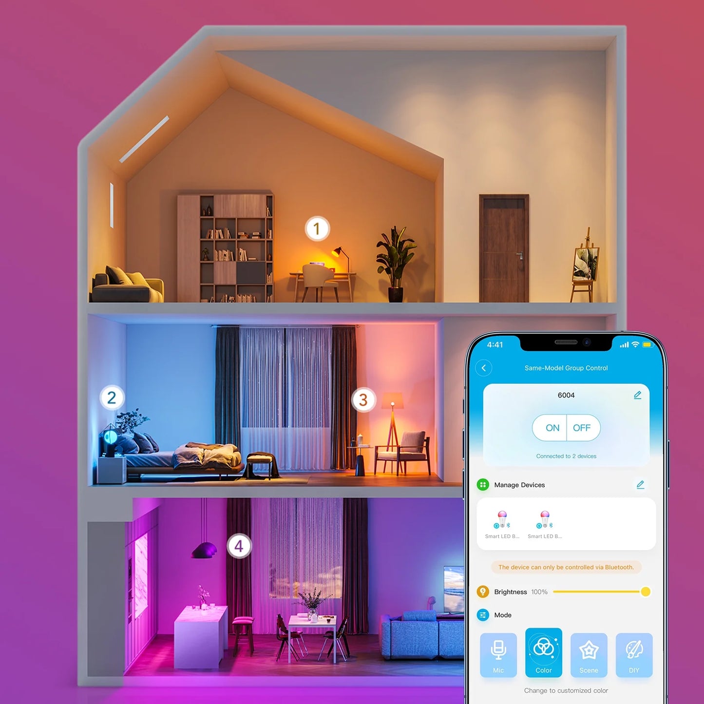 9W A19 E26 RGBWW Smart LED Bulb - 800 Lumens, Pack of 2