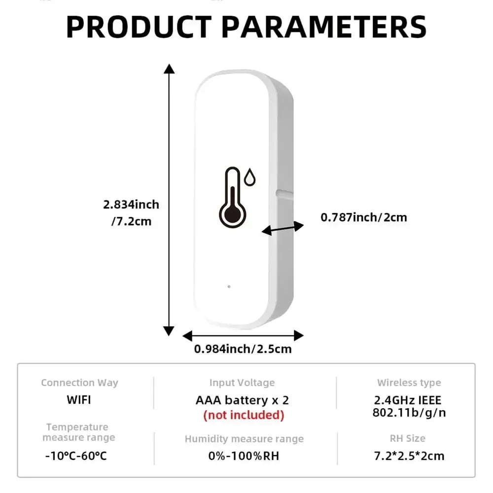 Tuya Smart WIFI Temperature Humidity Sensor APP Remote Monitor for Smart Home Smart Life Works with Alexa Google Assistant