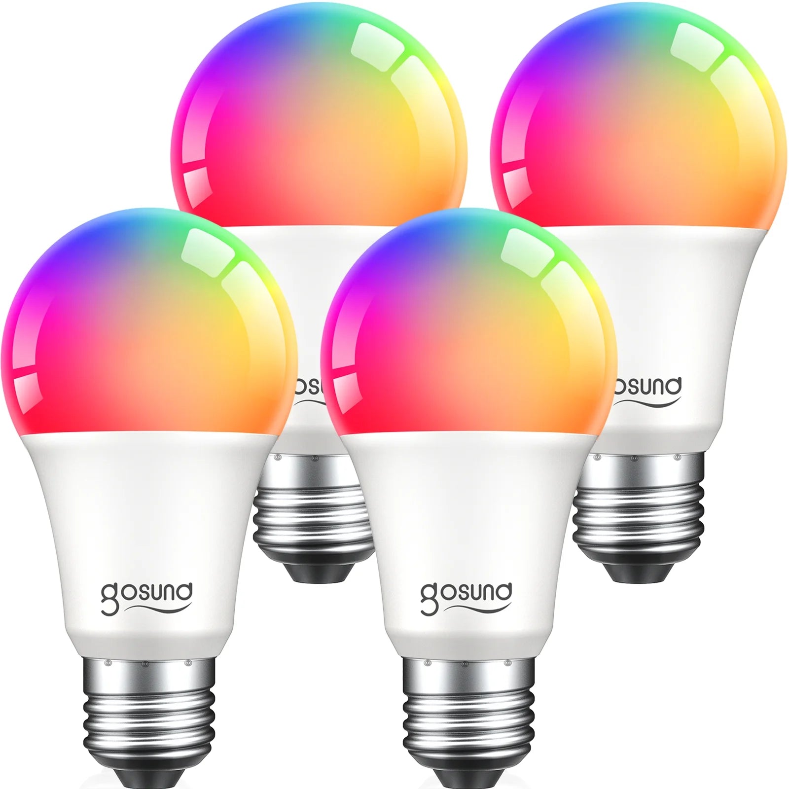 WB5-4W Smart RGB and White Adjustable LED Light Bulbs, 4-Pack, Compatible with Alexa & Google Assistant