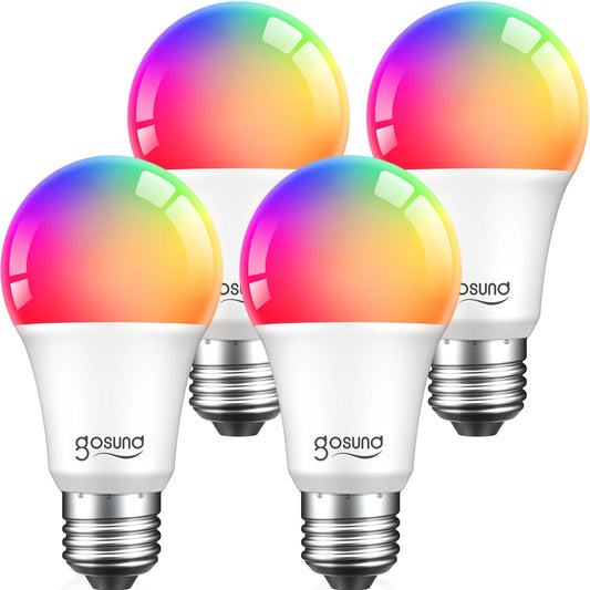 WB5-4W Smart RGB and White Adjustable LED Light Bulbs, 4-Pack, Compatible with Alexa & Google Assistant