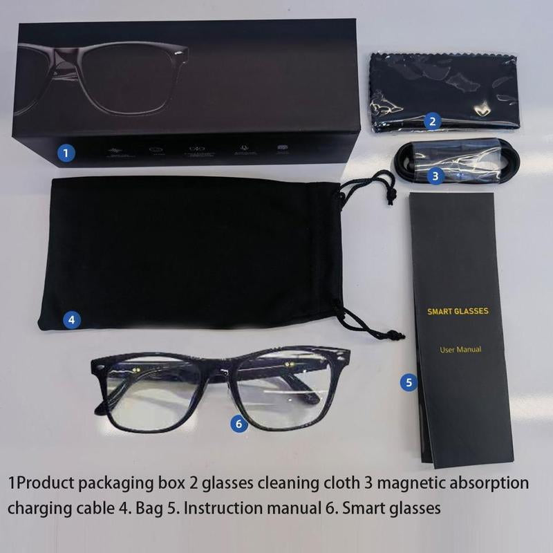 E13 Anti-Blue Light Smart Glasses, Touch Control Multi-Functional Smart Glasses, Portable Stereo Sound Effect Glasses Headset for Men & Women