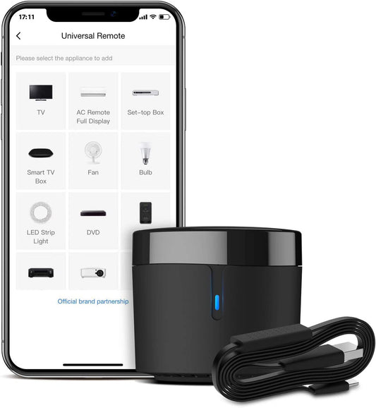 Rm4Mini Smart Remote Hub with Sensor Cable -Wifi IR Blaster for TV Remote, Smart AC Controller, Works with Alexa/Google Home/Ifttt