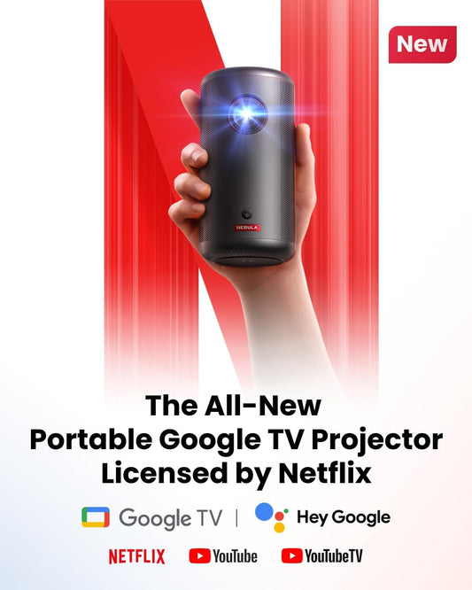 Capsule 3 GTV Outdoor Projector, Netflix Officially Licensed, 1080P Smart Mini Projector with Wi-Fi, 2.5 Hrs Battery, 120-Inch Display, Dolby Digital, Ultra Portable for Any Space