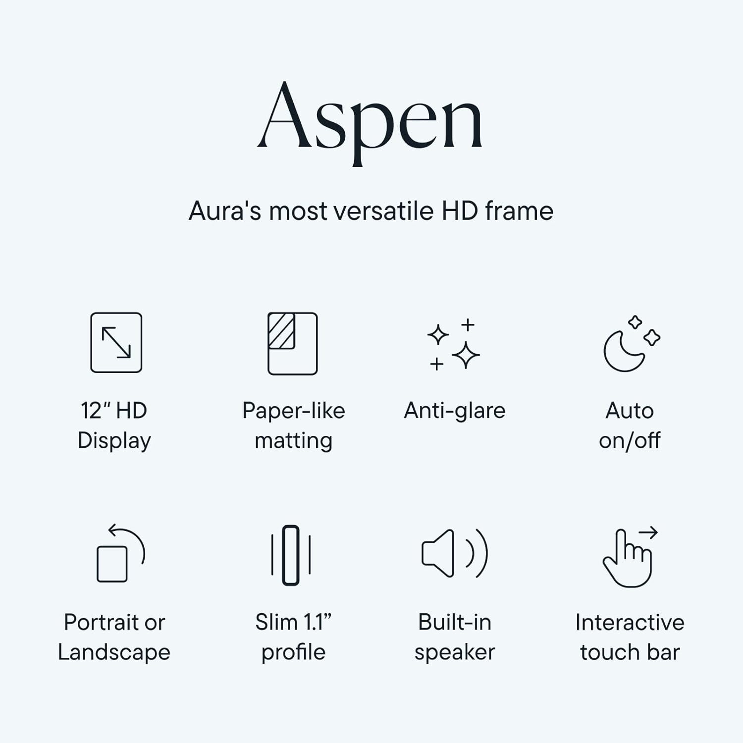 Aspen 12" Digital Photo Frame - Black with Paper Mat