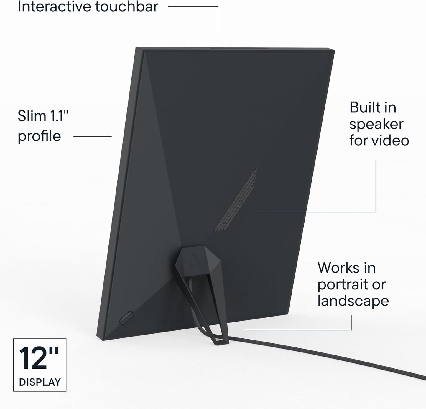 Aspen 12" Digital Photo Frame - Black with Paper Mat