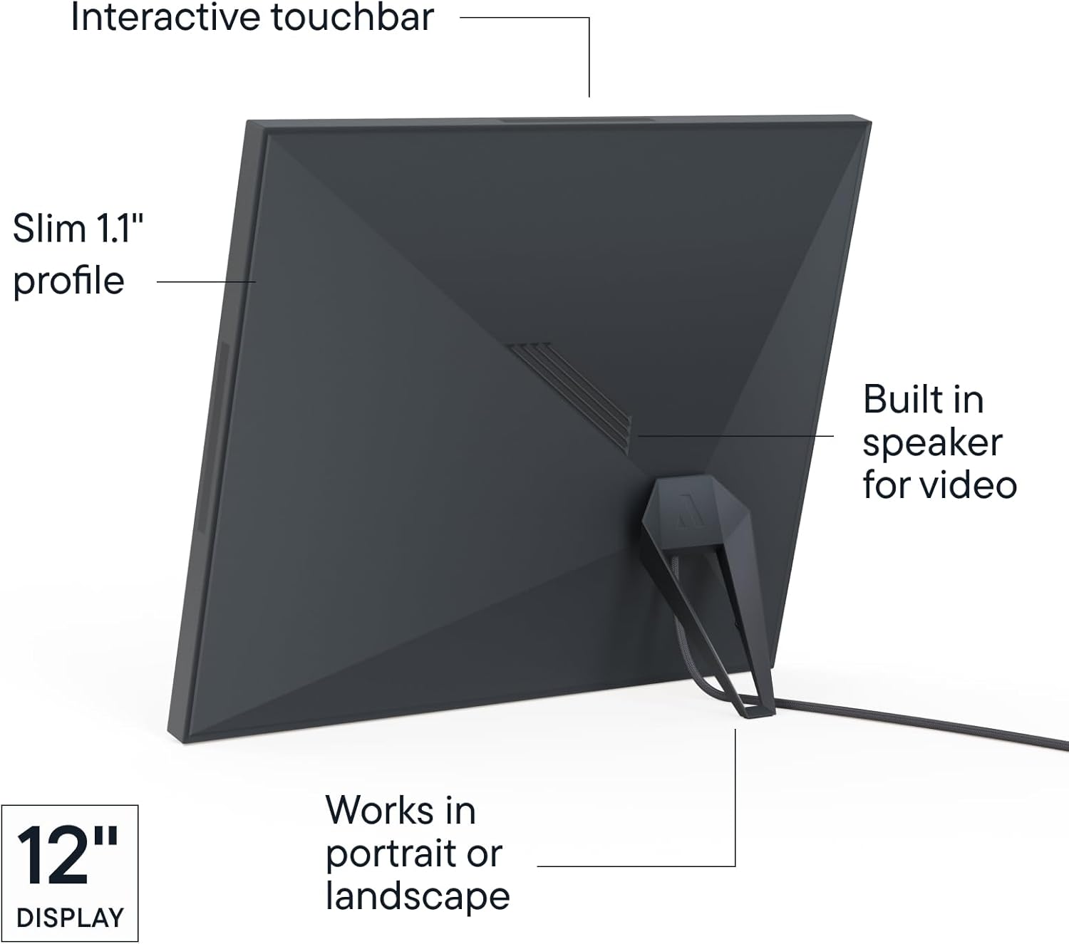 Aspen 12" Digital Photo Frame - Black with Paper Mat