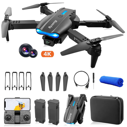 Foldable Drone with Dual 4K HD Camera,  Aerial Drones with 2 Batteries Carrying Bag