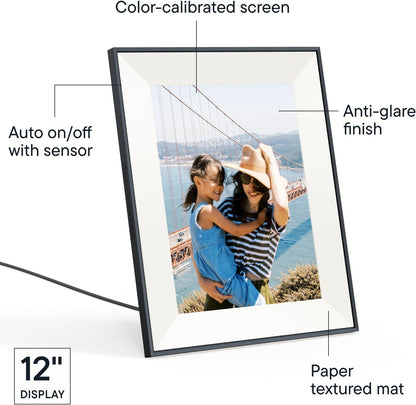 Aspen 12" Digital Photo Frame - Black with Paper Mat