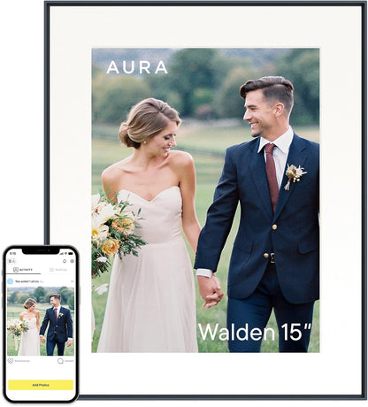 Aspen 12" Digital Photo Frame - Black with Paper Mat