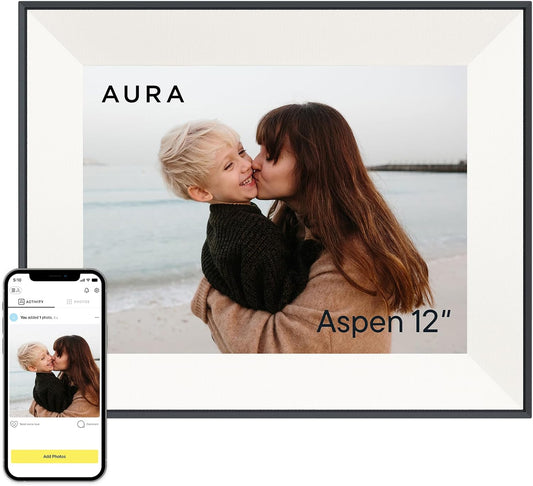Aspen 12" Digital Photo Frame - Black with Paper Mat